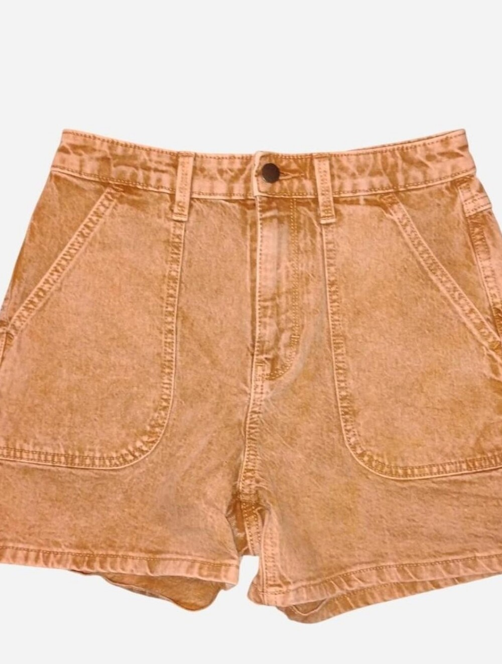 Universal Thread High-Rise Midi Acid Wash Terracotta Denim utility Shorts size 2